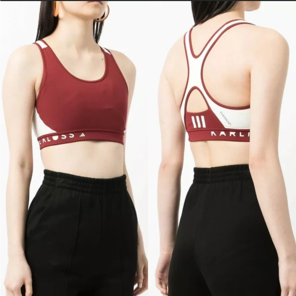 Karlie Kloss x adidas aeroready maroon white cut out sports bra size small